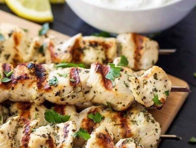 Grilled Chicken Skewers with Tzatziki